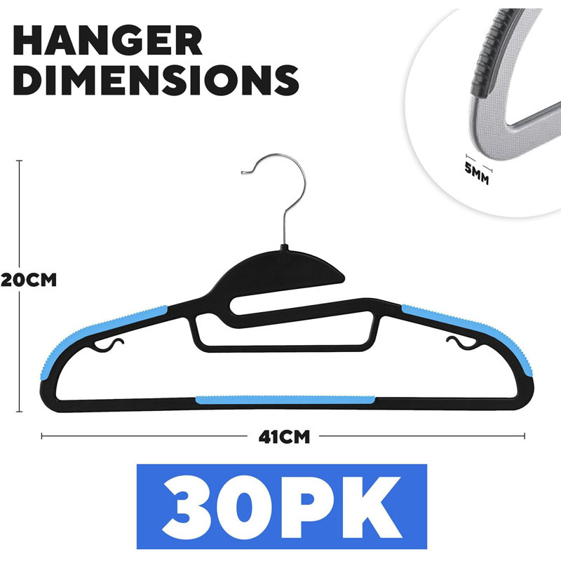 Plastic Standard Hanger, Black/Blue, 32