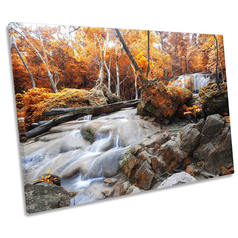 River Landscape Orange Forest 1 Piece Wrapped Canvas Wall Art, 30.5cm H x 45.7cm W x 2cm D