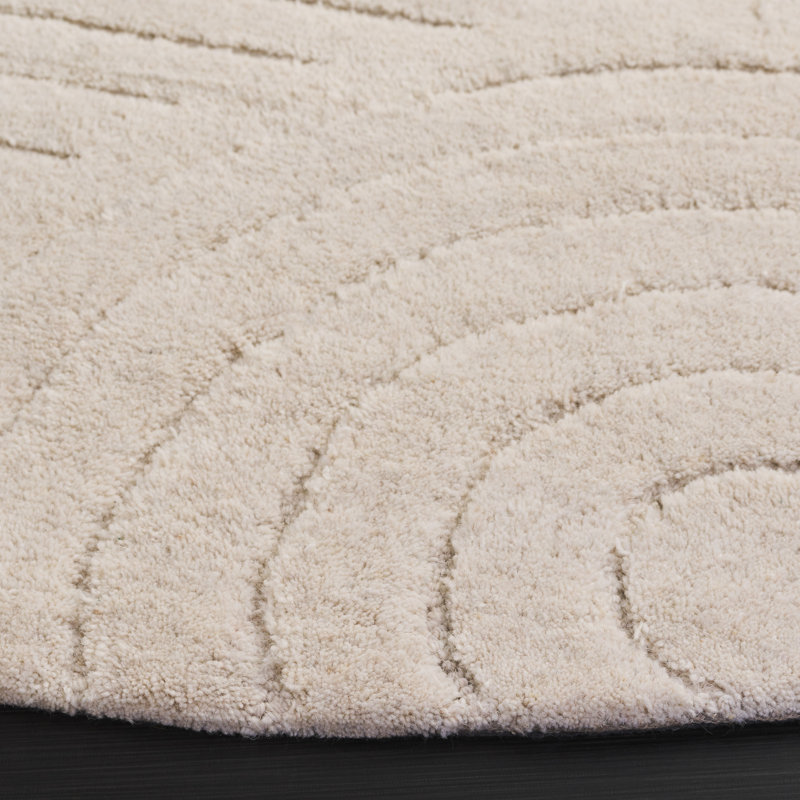 Rambrij Hand Tufted Wool & Cotton Abstract Rug, Round 6'