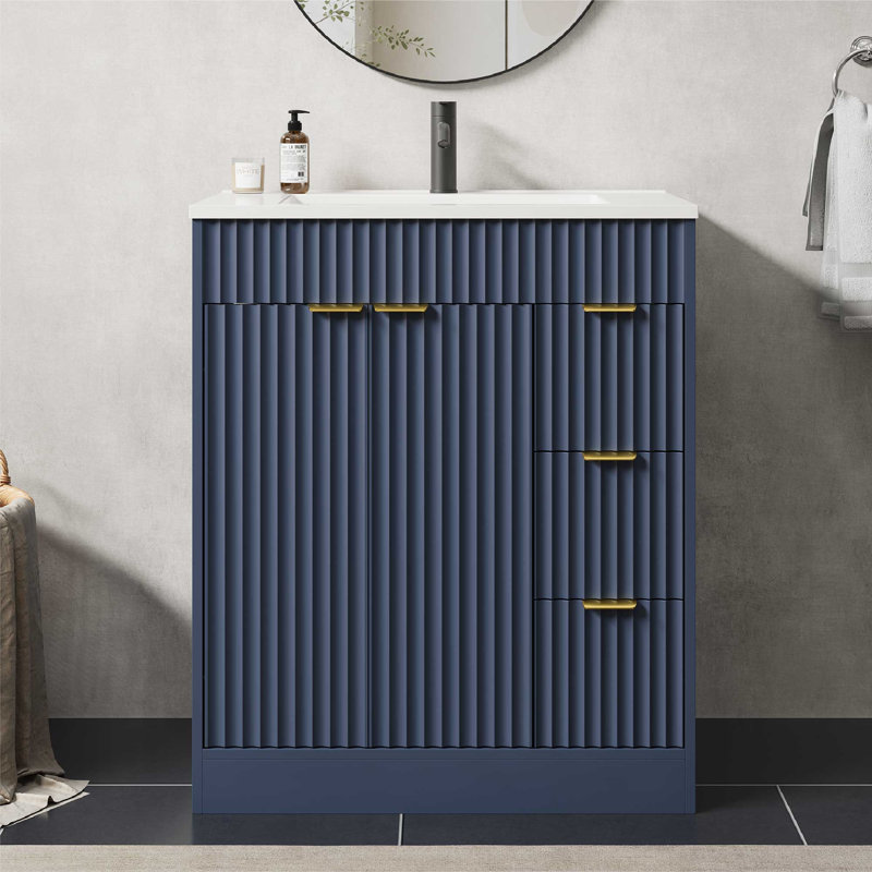 Ensemble de meuble-lavabo simple 30 po avec comptoir Adonia, Brown, 30"