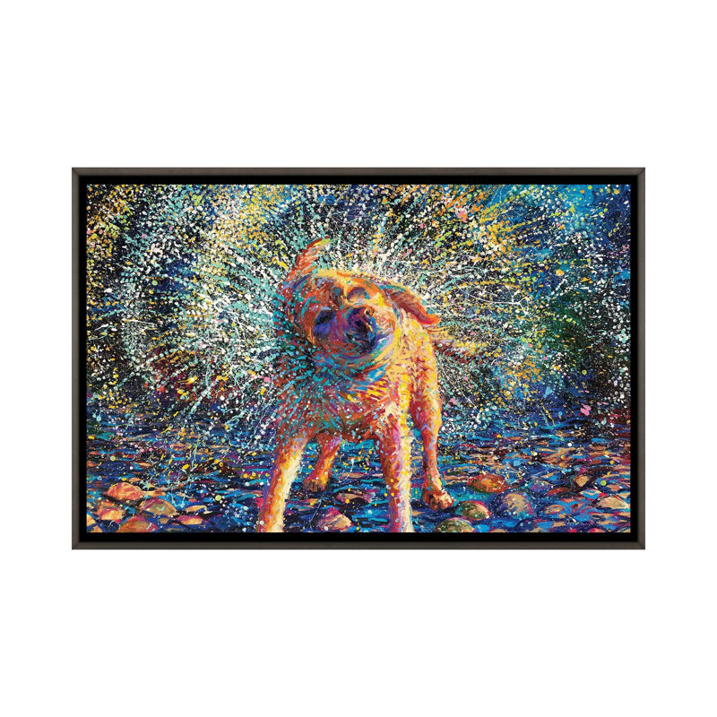 «Secouer» par Iris Scott - reproduction d'art, H 18 po x l 26 po x P 1,5 po, Toile encadrée de bois rustique foncé