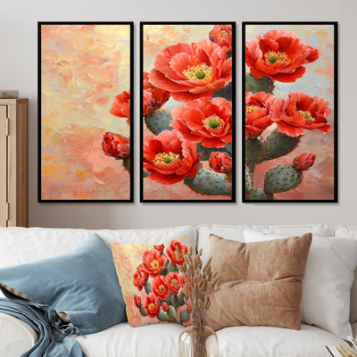 «Vibrant Garden of Cactus In Mojave Desert - Floral Cactus», ensemble de reproduction d'art mural