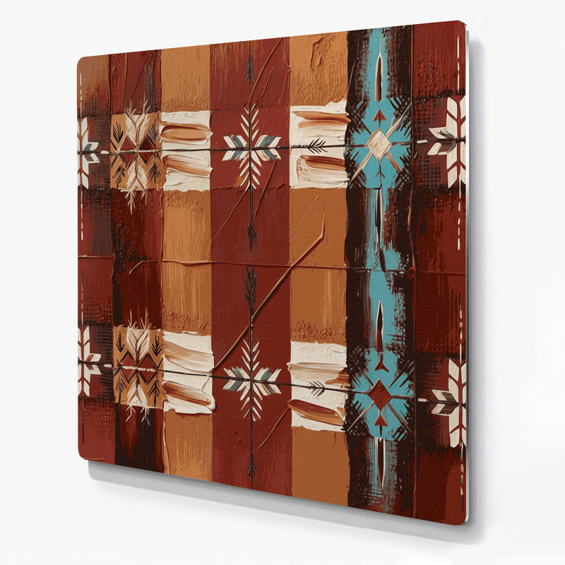 Art mural en métal brun du sud-ouest Cowboy Buffalo Check 59, H 12 po x l 12 po x P 0,05 po