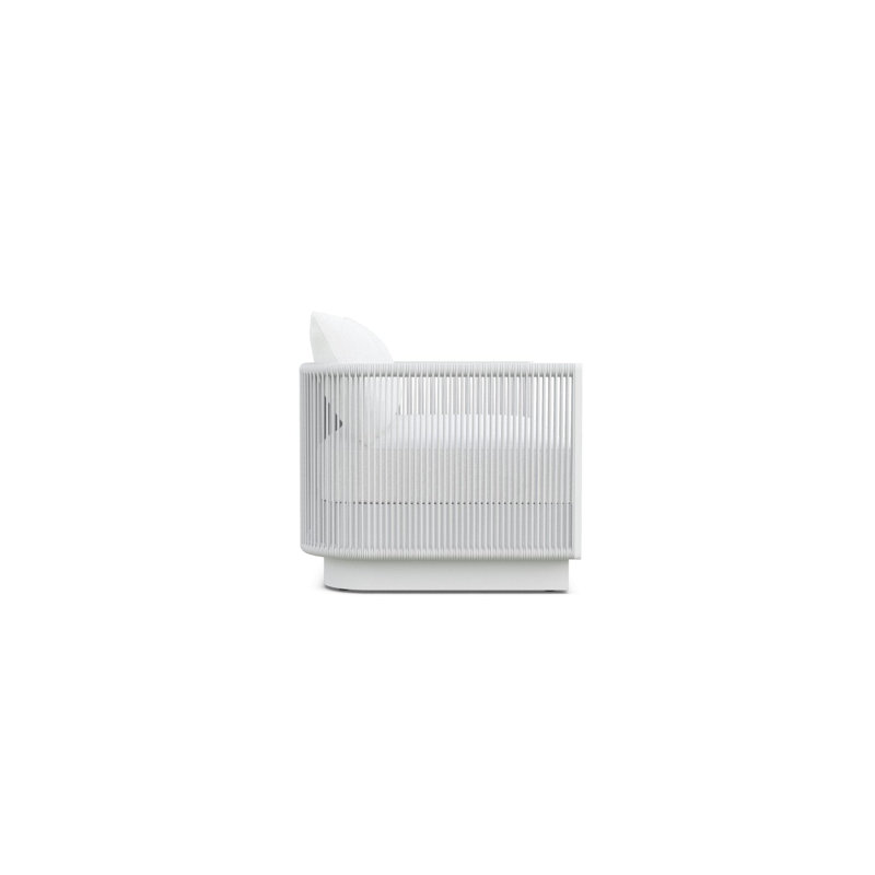 Porto 85.83" Wide Outdoor Reversible Patio Sofa with Cushions, Matte White Frame/Cloud Cushion