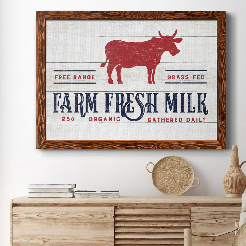 «Farm Fresh Milk», reproduction d'art textuel sur toile, H 31 po x l 44 po x P 1 po, Érable