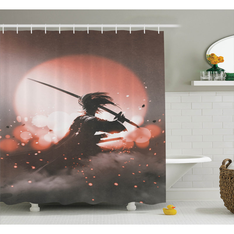 Rideau de douche avec rideau de douche japonais samurai avec épée, l 69 po x L 75 po