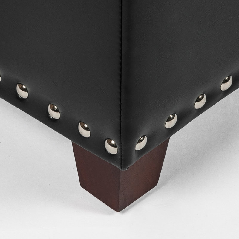 Banc de rangement en similicuir Rosaline, Noir, noir, noir, noir