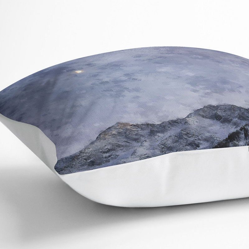 Half a Moon Painting Cushion with Filling, White, 55cm H x 55cm W x 20cm D