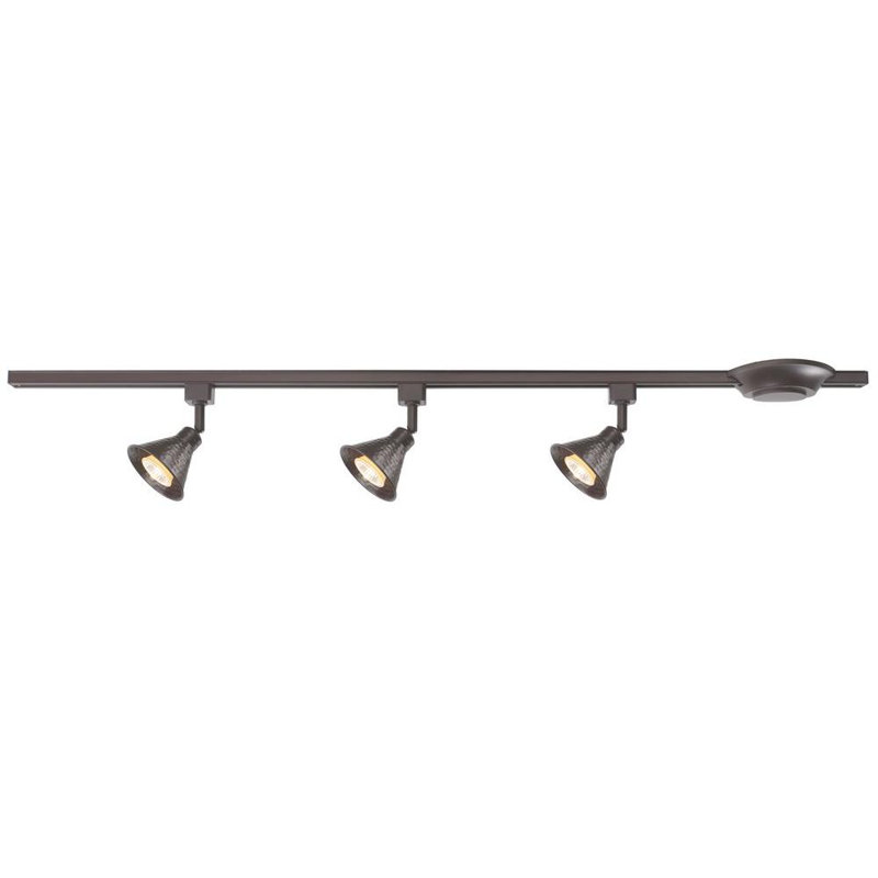 Antique Bronze 4 ft. Track Lighting Kit with Tea Colored Shades