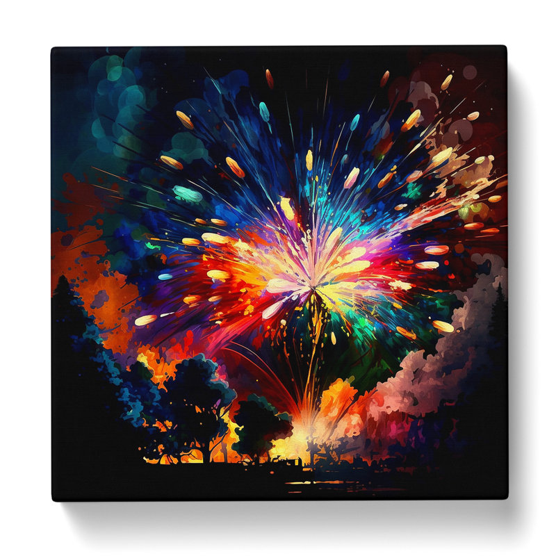 Fireworks Expressionism - Wrapped Canvas, 50cm H x 50cm W x 3cm D