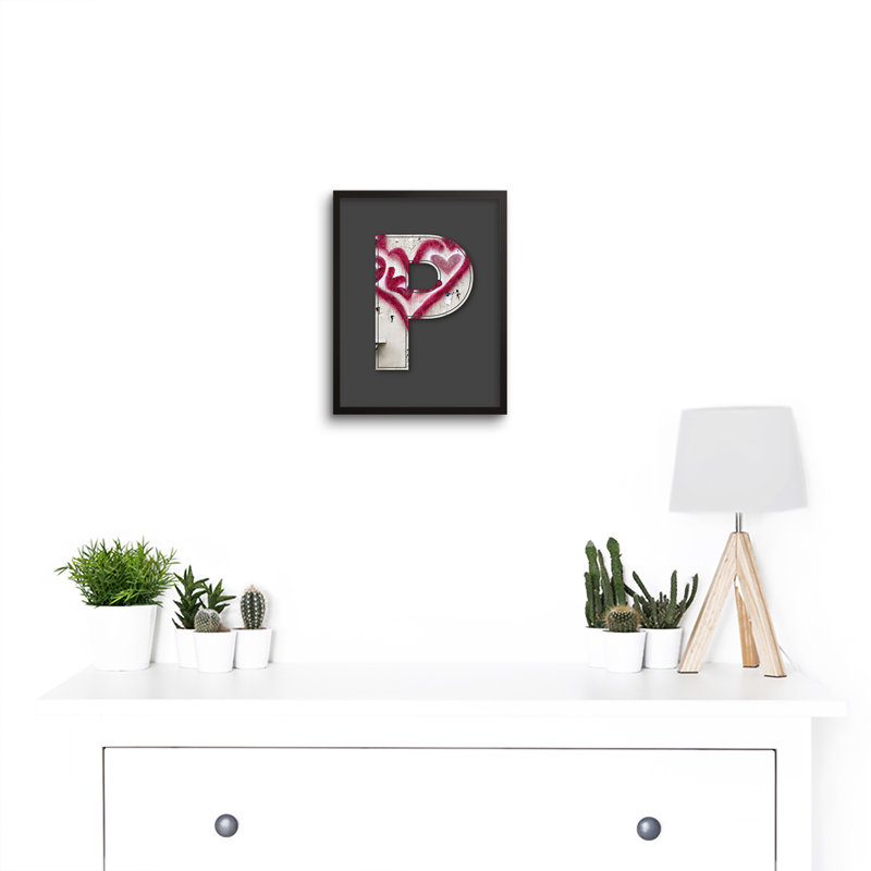 Letter P Heart by Sha & Koko - Single Picture Frame Print