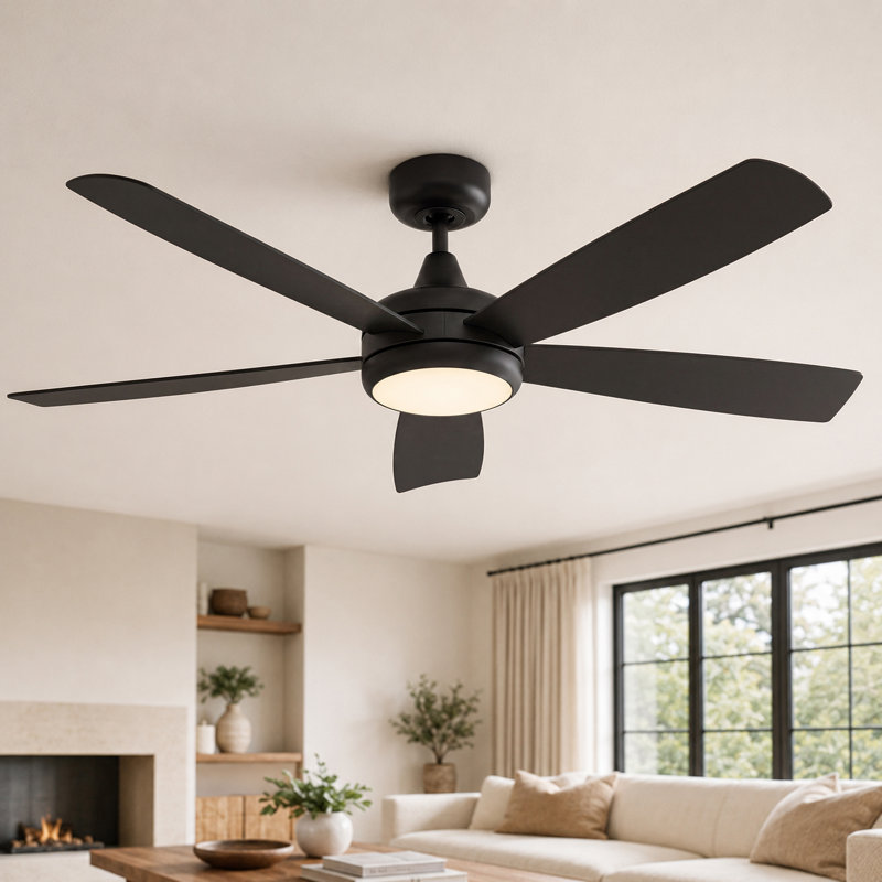 52" 5-Blade Smart Ceiling Fan with Light, WiFi/APP/Voice/Remote, 6 Speed High Airflow Low Noise DC Motor Reversible Airflow
