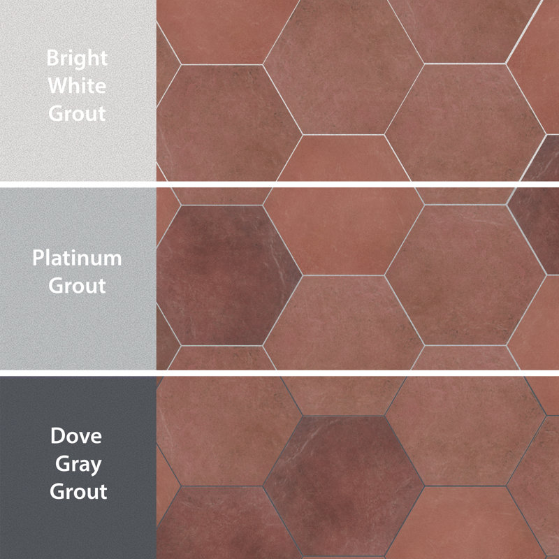 Heritage Hex 7" x 8" Porcelain Stone Look Wall & Floor Tile, Wine