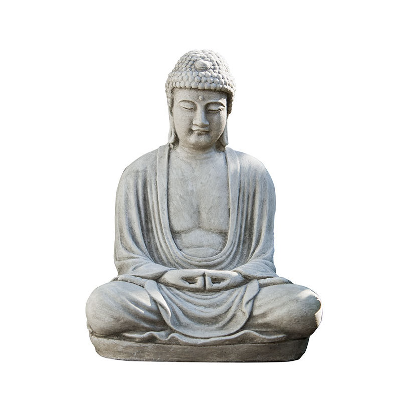 Temple Buddha Statue, Aged Limestone