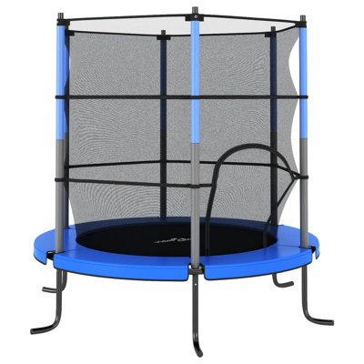 vidaXL in. Round Backyard Trampoline with Safety Enclosure
