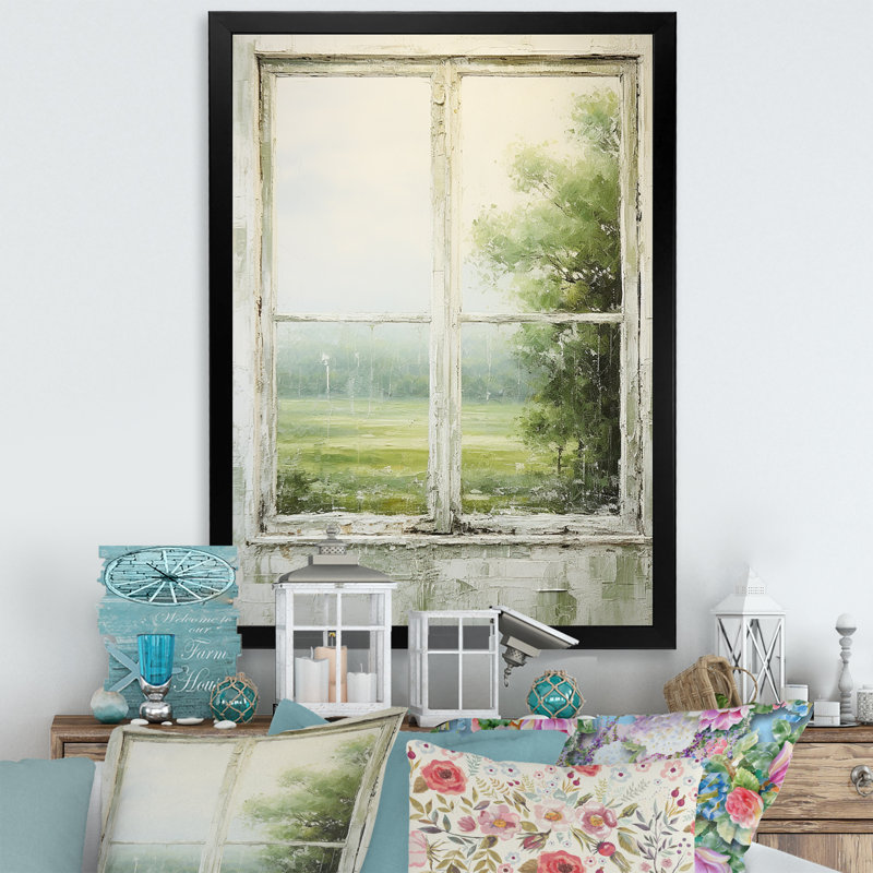 «Countryside Calm Farm Windows I - Farmhouse Windows», art mural, Cadre simple noir, H 40 po x l 30 po x P 1,5 po
