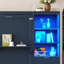 Lit escamotable avec bureau et tiroirs de rangement, cadre de lit mural pliable avec étagères et éclairage DEL pour petite chambre, format Queen, bleu-1839765743