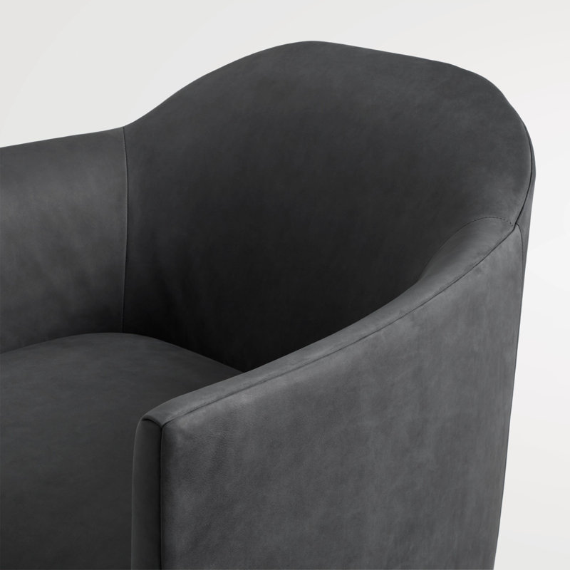 About Face Swivel Club Chair, Ink Genuine Leather