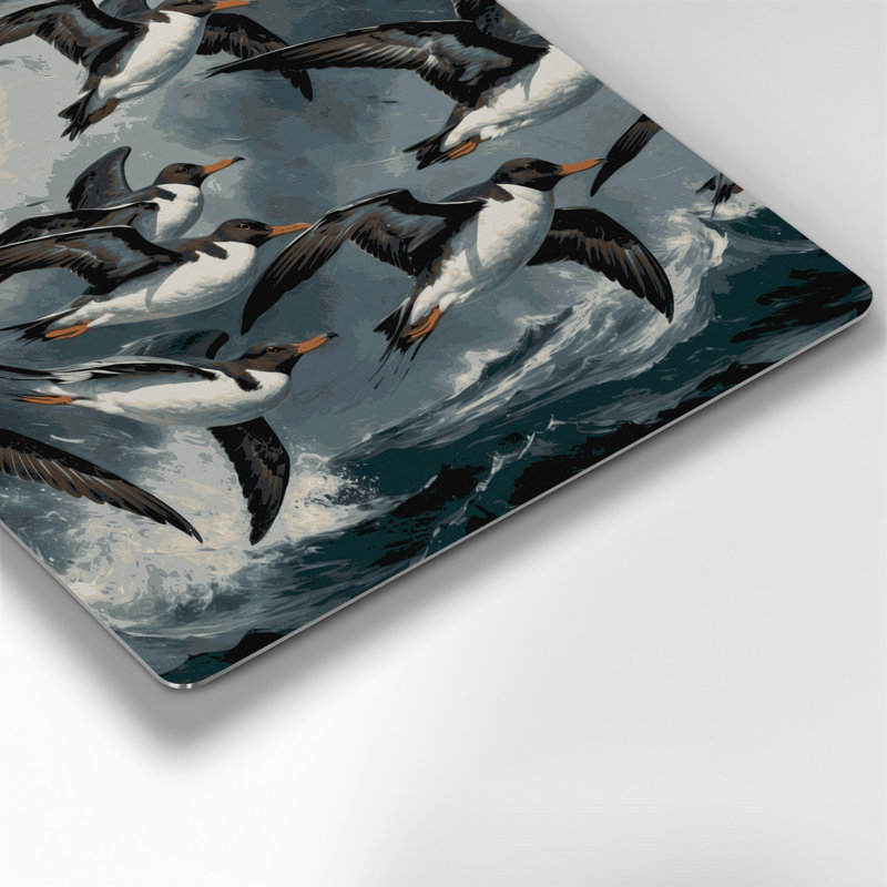«Birds Common Murre», art mural en métal noir, H 12 po x l 12 po