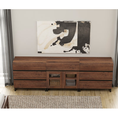 3 In 1 Dresser With Glass Doors And 7 Drawers, Modern Chest Of Drawers With Adjustable Shelf And Metal Base, Closet Organizers And Storage Cabinet For Bedroom