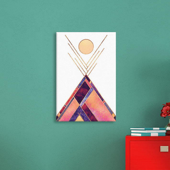 « tipi mountain », impression sur toile tendue, H 24 po x l 16 po x P 1 po, Papier avec cadre noir, Blanc