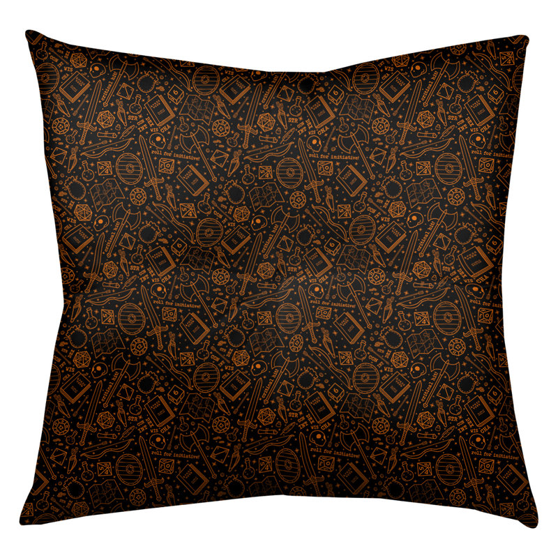 Coussin de sol carré Katelyn Elizabeth, 26 po x 26 po, Noir / Orange