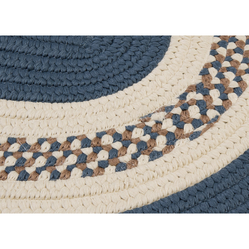 Tapis à bordure bleu Mathyis, Ovale 5 pi x 8 pi, Vert