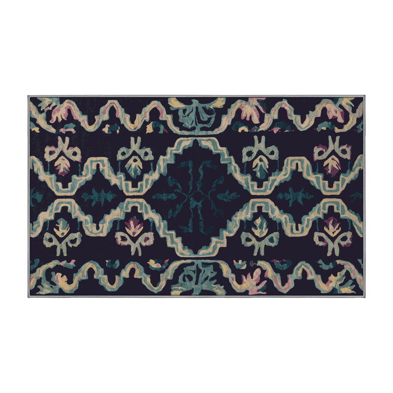 Machine Washable Purple Area Rug, Runner 2' x 5'