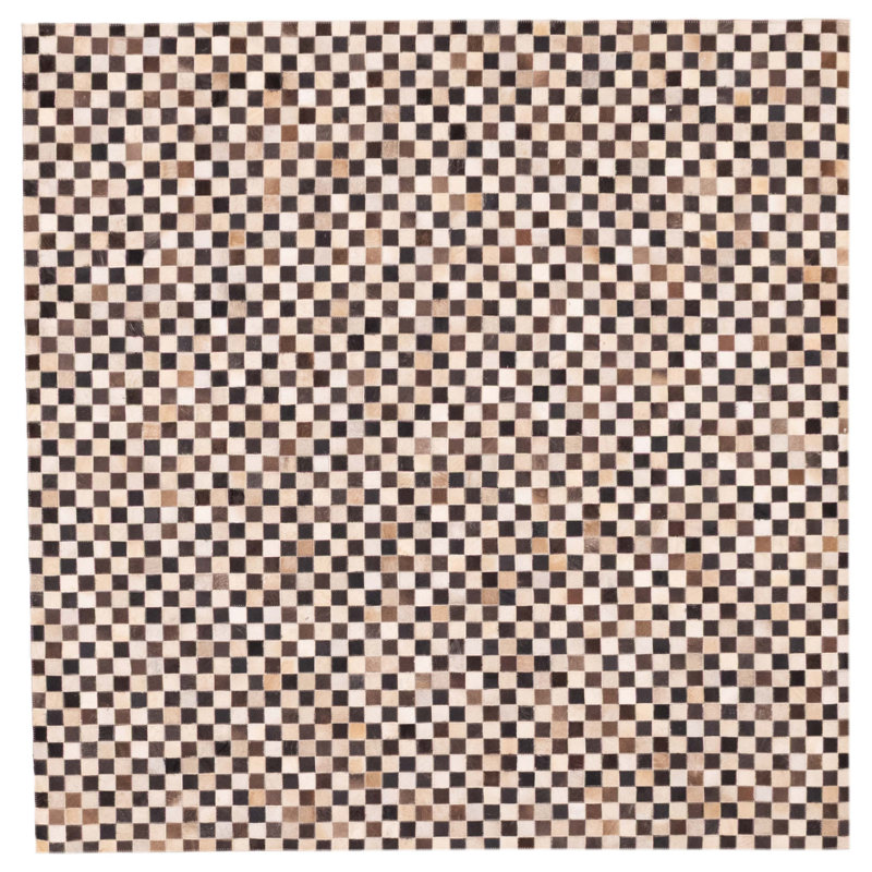 Cowhide Patchwork Brown Rug 6'2" x 6'2"