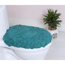 Fancy 3pc bath rug Set toilette seat cover Non-slip Dark green color #6  flufly super soft for bathroom décor 