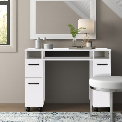 Bureau à clous avec tiroirs et roulettes, bureau de maquillage pour coiffeuse