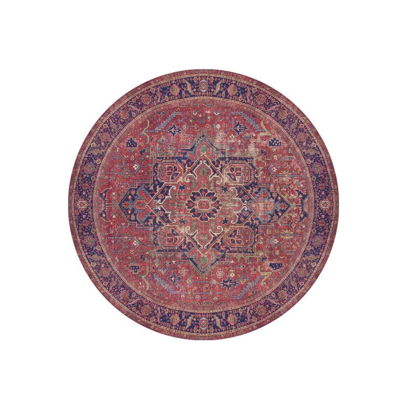 Tapis bourgogne à motifs rétro, Rectangle 7 pi 7 po x 10 pi 10 po