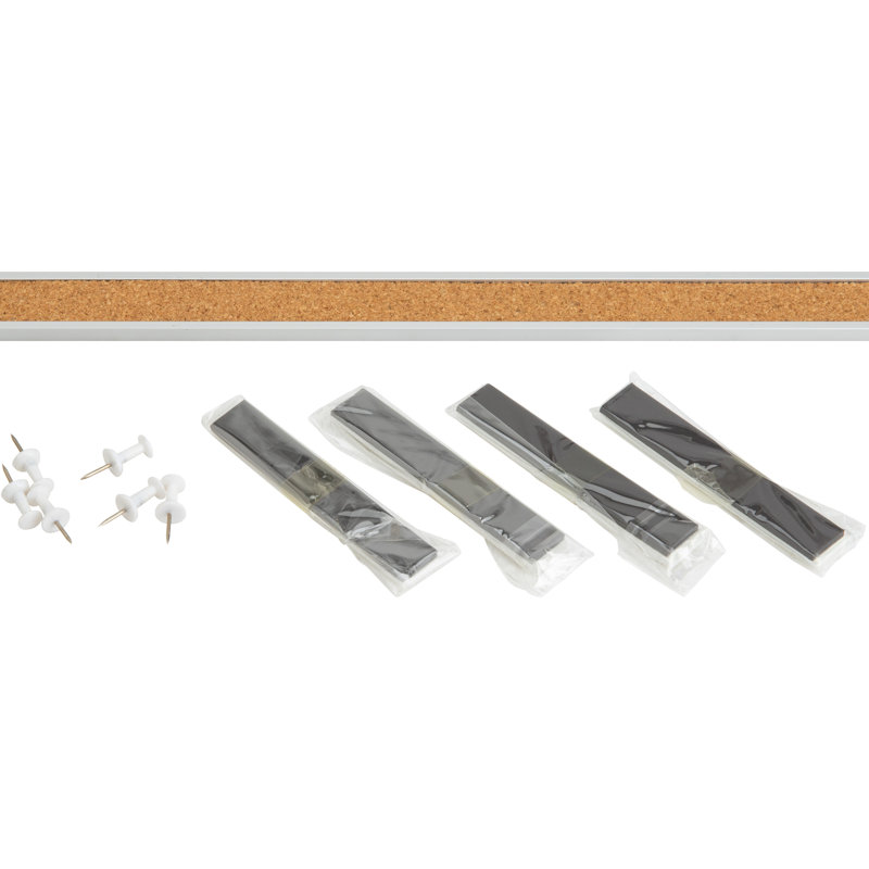 Natural Cork and Anodized Aluminum Self-Adhesive Bulletin Bar