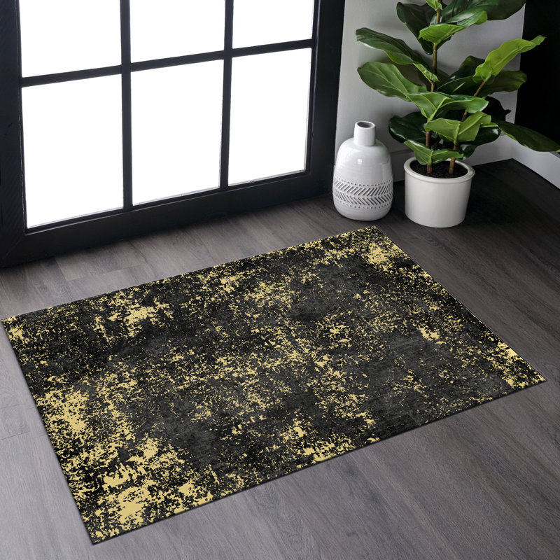 Black Washable Doormat Rug, 2' X 3', Entryway Mat For Indoor Use, Rectangle 2' x 3'