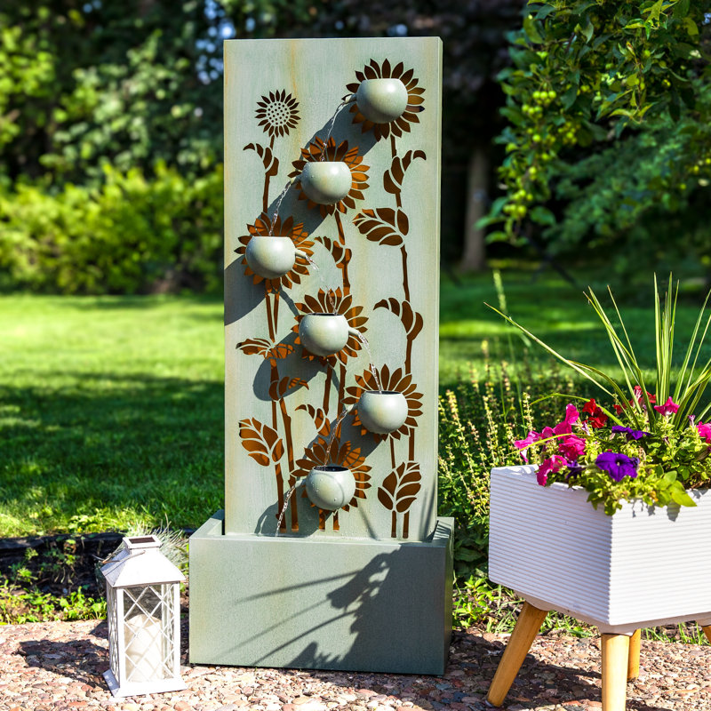 Fontaine d'intérieur / extérieur en acier galvanisé avec lumières DEL Sunflower Fields