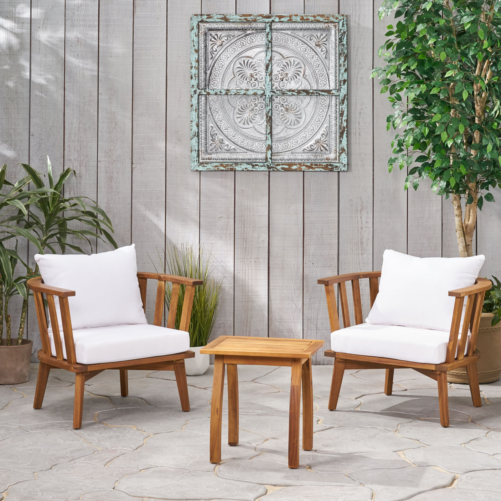 2-Person Acacia Patio Seating Group