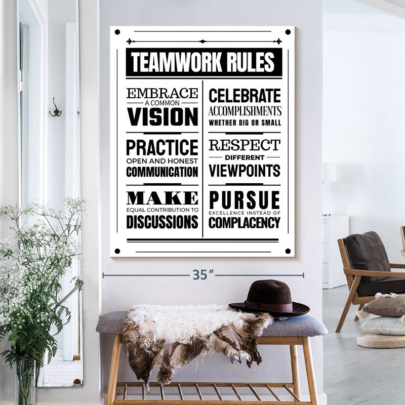 «Teamwork Rules» sur impression sur toile, H 40 po x l 32 po x P 1,25 po