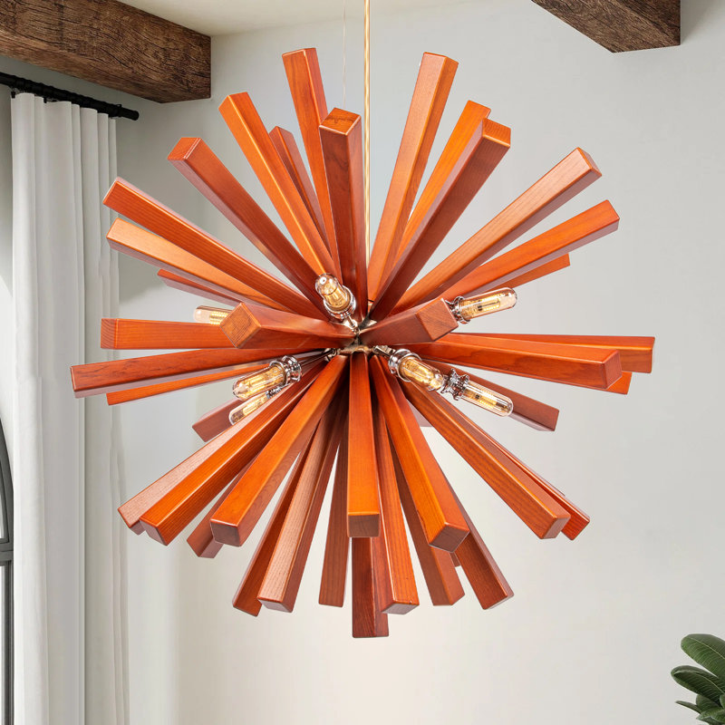 Lustre géométrique 10 lumières à DEL Aseda, H 79 po x l 20,47 po x P 20,47 po