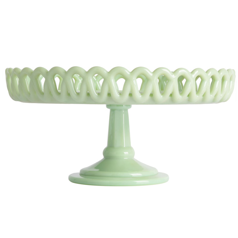 Présentoir à gâteaux en verre jadeite fabriqué à la main 8,5 po Martha Stewart Highbrook
