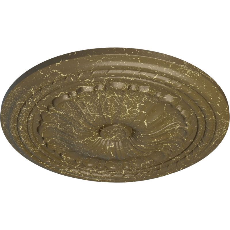 Endurathane Saverne Ceiling Medallion, 18 1/2"W x 13 1/2"H x 1 7/8"P, Hand-Painted Silver Finish, Mississippi Mud Crackle