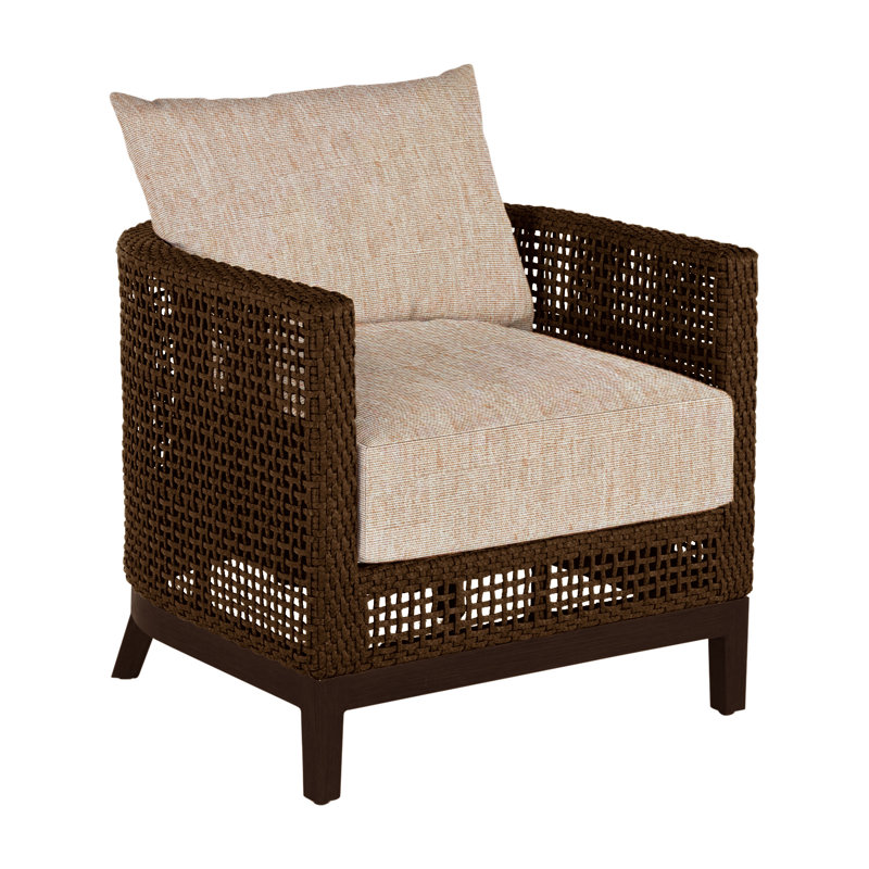 Peninsula N-Dura Resin Wicker Outdoor Barrel Chair, Mahogany/Chestnut, No welt + Standard fill, Canvas Sand