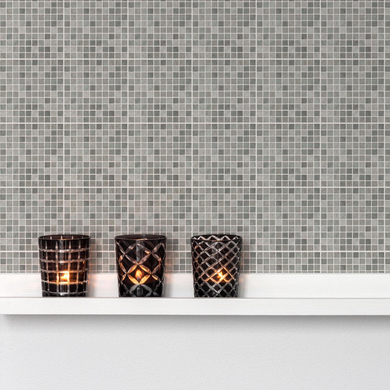 38.1cm W x 38.1cm L PVC Peel and Stick Mosaic Tile, Natural Grey