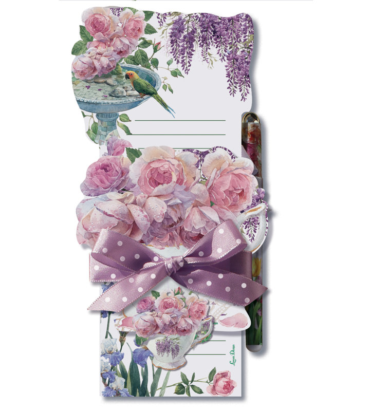 3 Piece Enchanted Garden Diecut Magnetic Listpad and Sticky Notepad Set