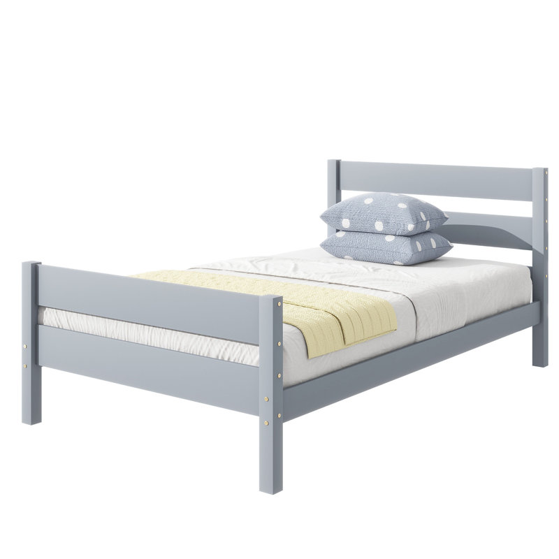 Twin Bed With Headboard And Footboard, Gray