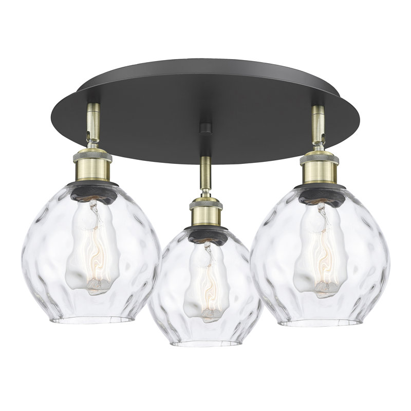 Beren Glass Flush Mount, Black Antique Brass