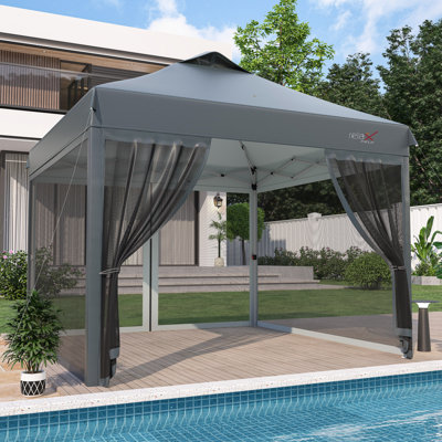 Outdoor Gazebo 10x10 with Mosquito Netting, Pop Up Canopy Screen Tent for Camping, Backyard