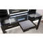 Tabouret de coiffeuse Style 1Pc, plateau en verre trempé transparent de 8 mm, miroir central, 3 tiroirs de rangement, tabouret rembourré, gris