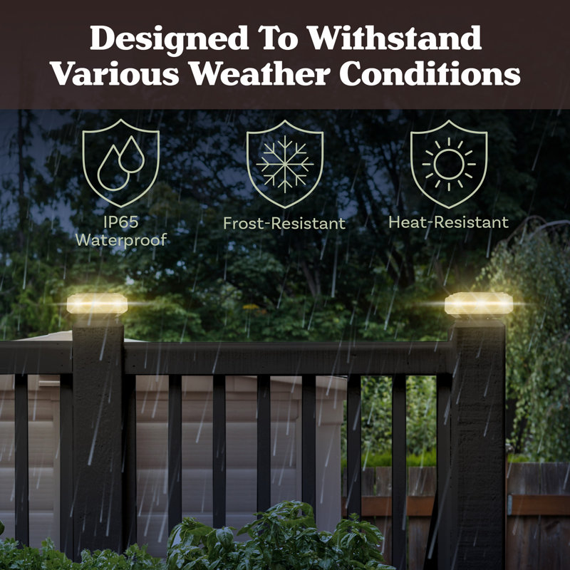 Solar Post Cap Lights - 2-Pack Warm Black Fence Lights Solar Powered Deck Lights - Waterproof LED 6x6, 5x5, or 4x4 Post Solar Lights for Wooden or Vinyl Fence Post Caps by Pure Garden (Black)