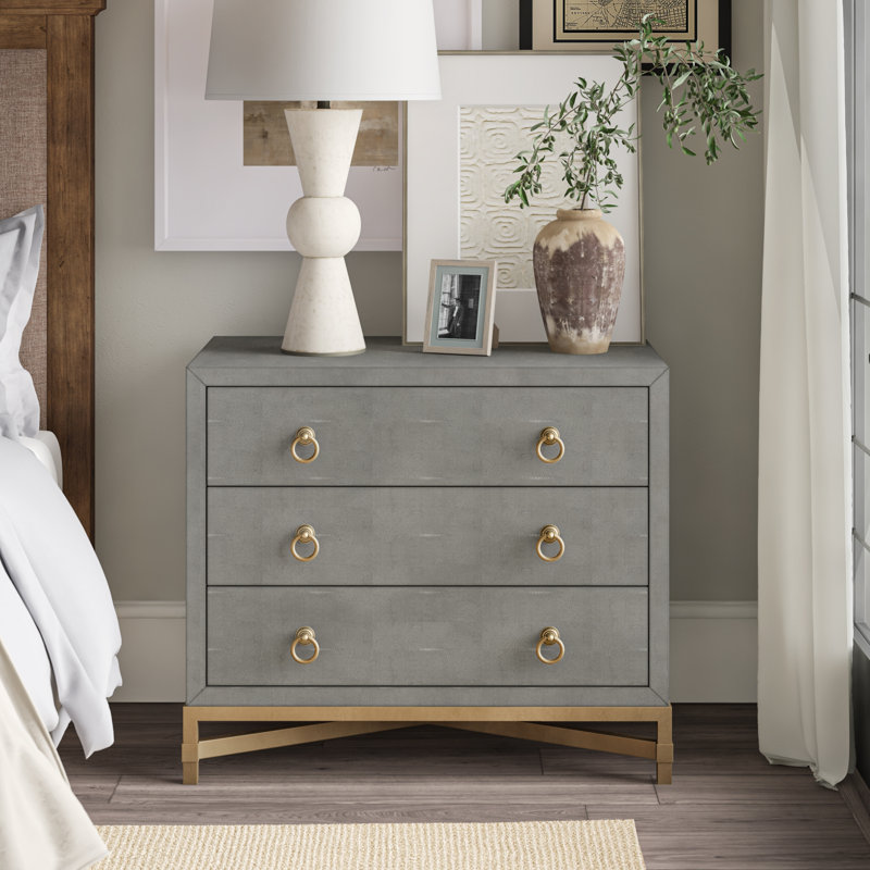Mercato 35'' W Metal Nightstand, Gray