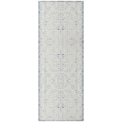 Performance Ornate Traditional Vintage Blue/Gray/Ivory Waterproof Rug